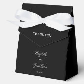Zwart Bruiloft Modern Chique Script Minimalistisch Bedankdoosjes (Voorkant)