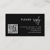 Zwart Bruiloft QR Code Reageren RSVP Behuizing Kaa Informatiekaartje (Voorkant)