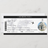 Zwart Bruiloft uitnodiging Boarding pass ticket (Voorkant)