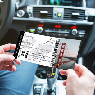 Zwart Bruiloft uitnodiging Boarding pass ticket