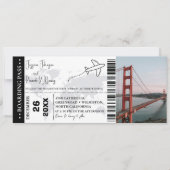 Zwart Bruiloft uitnodiging Boarding pass ticket (Voorkant)