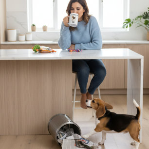 Zwart & bruin Beagle Mok/ typografie/Personalisere Koffiemok