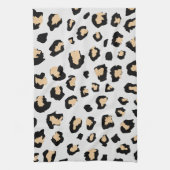 Zwart Bruin Dierlijke Huid Leopard wilde kat Theedoek (Verticaal)