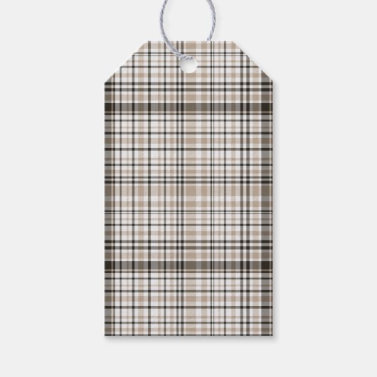 Zwart, bruin en wit Tartan Cadeaulabel (Voorkant)