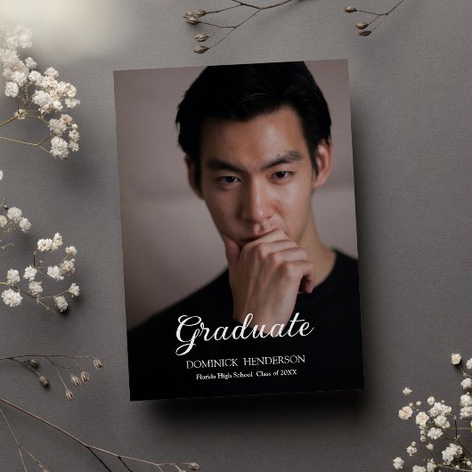 Zwart bruin foto afstudeerfeest kaart