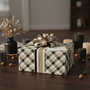 Zwart bruin geruit cadeaupapier