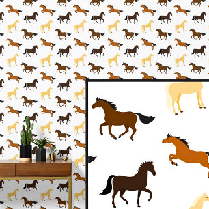 Zwart bruin gouden paard behang