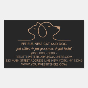 Zwart Bruin Hond Kat Logo Vet Pet Rechthoekige Sticker