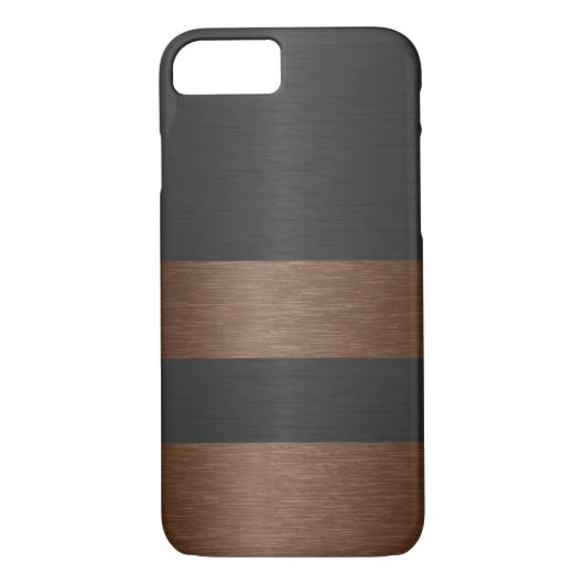 Zwart & Bruin Metaal Geborsteld Aluminium Textuur Case-Mate iPhone Case (Achterkant)