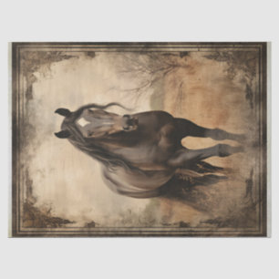 Zwart Bruin Paard Decoupage Tissue Papier