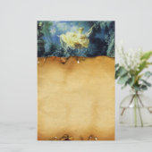 ZWART, bruin perkament, groen blauw geel Briefpapier (Staand voorkant)