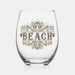 Zwart & bruin  strand wijnglas zonder voet