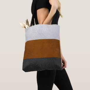 Zwart, bruin, wit kunstleder - Canvas tas