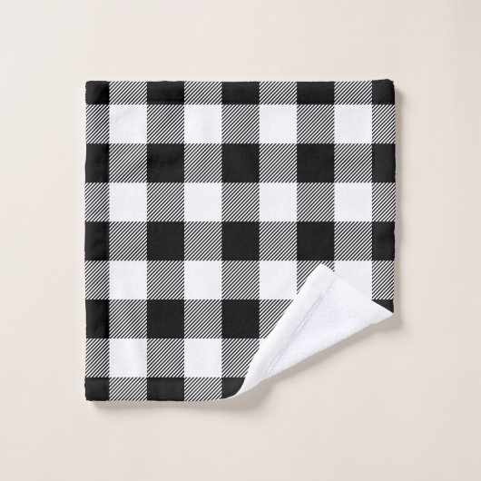 Zwart Buffel Check en boerderij Pijl Monogram Bad Handdoek (Wasdoekje)