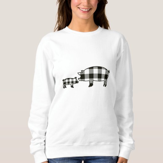 Zwart buffel Geplakt Boerderij Sweatshirt met vark (Voorkant)