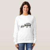 Zwart buffel Geplakt Boerderij Sweatshirt met vark (Voorkant volledig)
