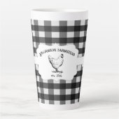 Zwart Buffel Plaid Boerderij Kip Latte Mok (Voorkant)