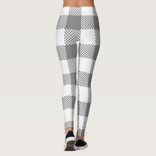Zwart Buffel Plaid Pattern Kerst Leggings (Achterkant)