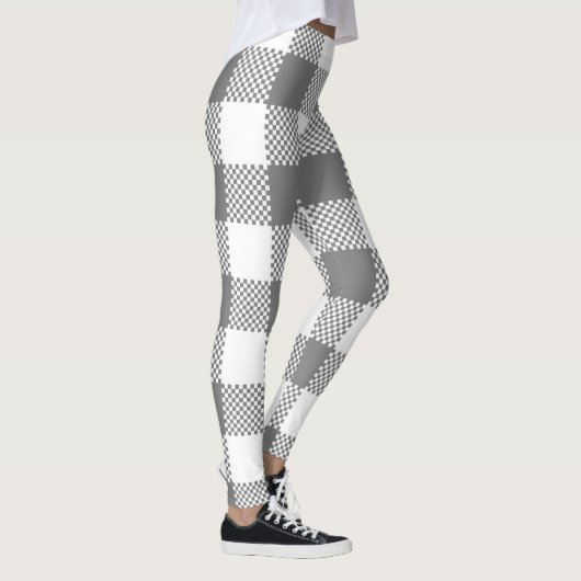 Zwart Buffel Plaid Pattern Kerst Leggings (Rechts)