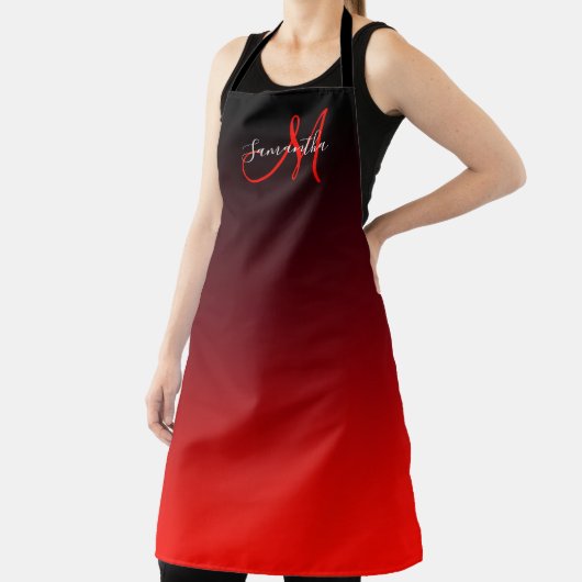 Zwart Burgundy en helderrood Ombre Monogram Schort (Insitu)