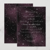 Zwart Burgundy Zilveren Sterren Bruids Bachelorett Kaart (Voorkant / Achterkant)