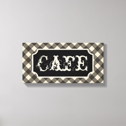 Zwart  Cafe Sign Wall Art Canvas (Voorkant)