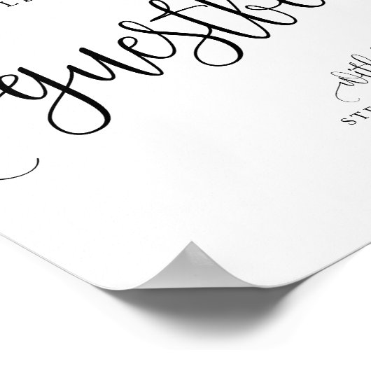 Zwart  Calligrafiescript Weddenschap Poster (Hoek)