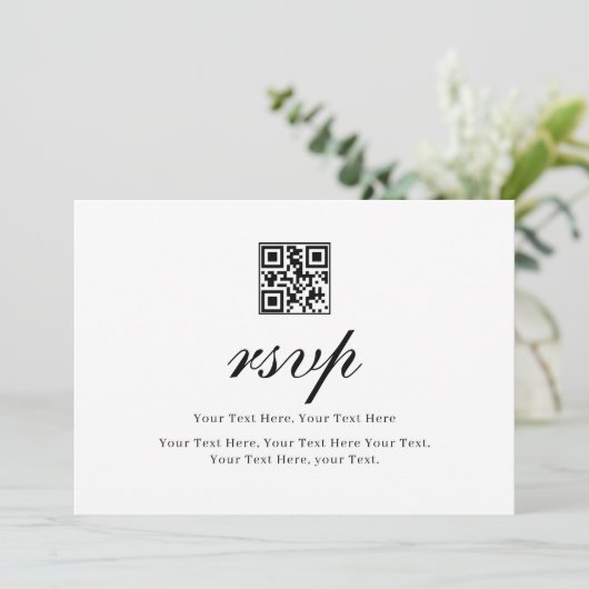 Zwart  Calligrafiescript Weddenschap QR Code RS Kaart (Staand voorkant)