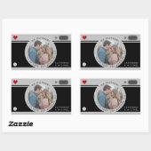 Zwart camerafotohuwelijk uniek sparen de datum rechthoekige sticker (Vel)