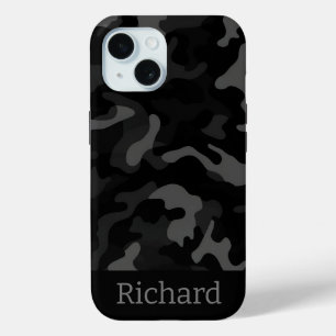 Zwart Camouflage Monogram iPhone Case