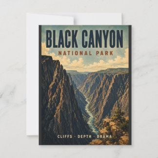 Zwart Canyon Nationaal Park Vintage Stijl Poster Notitiekaartje