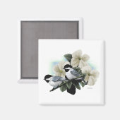 Zwart Capped Chickadees Magneet (Voorkant / Achterkant)