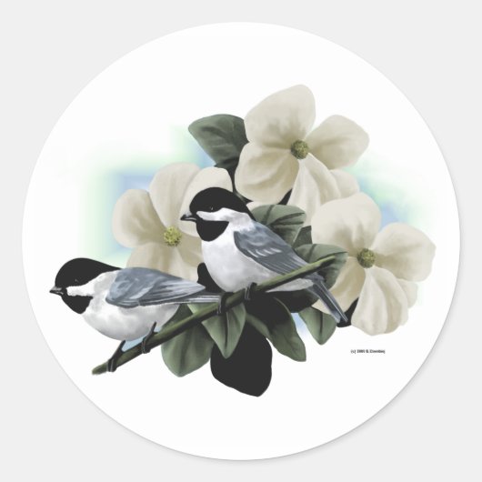 Zwart Capped Chickadees Ronde Sticker (Voorkant)