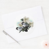 Zwart Capped Chickadees Ronde Sticker (Envelop)