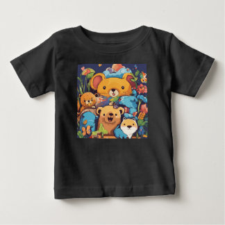 Zwart Cartoon Dier T-shirt - Beer, Muis