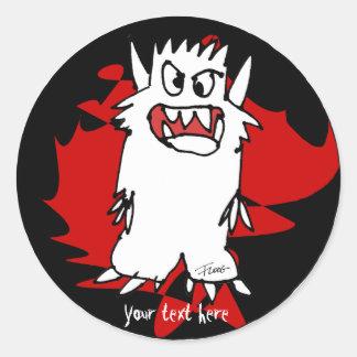 Zwart Cartoon Monster gepersonaliseerd label