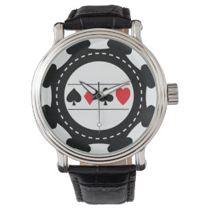 Zwart Casino Chip Horloge