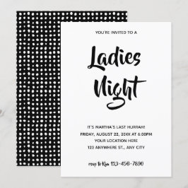 Zwart Casual script | Ladies Night Vrijgezellenfee Kaart