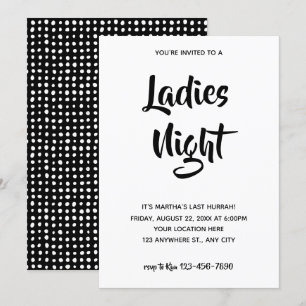 Zwart Casual script Ladies Night Vrijgezellenfee Kaart