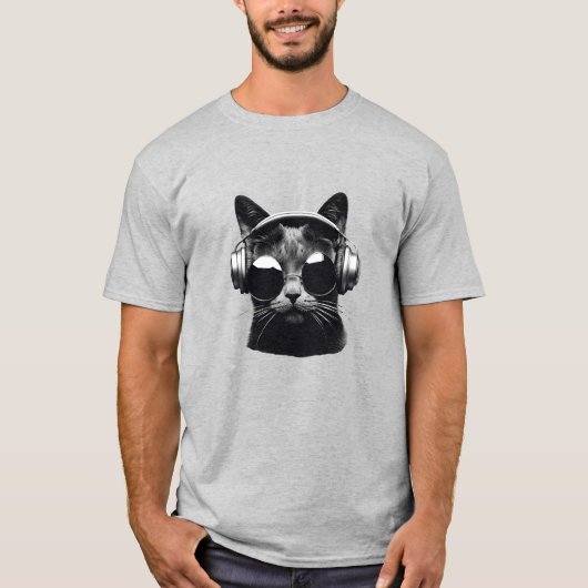Zwart Cat Jammin' T-shirt (Voorkant)