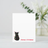 Zwart Cat | Meowy Kerstmis | Kronkellichten (Staand voorkant)