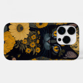 Zwart Cat Yellow Eyes  Flowers Case-Mate iPhone Case (Achterkant (horizontaal))