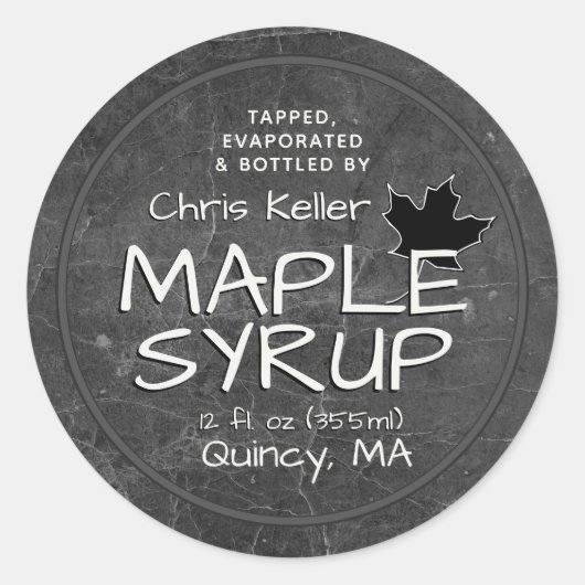 Zwart Chalkboard Maple Syrup Label (Voorkant)