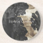 Zwart Champagne Goud Koeienhuid Zandsteen Onderzetter (Voorkant)