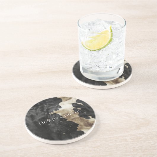 Zwart Champagne Goud Koeienhuid Zandsteen Onderzetter (Zijkant)