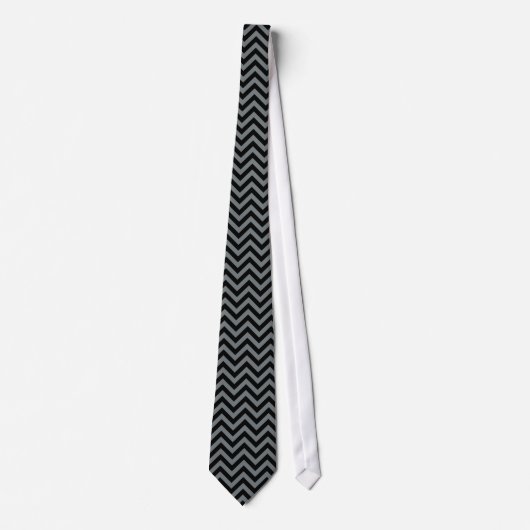 Zwart, Charcoal Large Chevron ZigZag Pattern Stropdas (Voorkant)