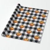 Zwart Check Pattern pompoen schilderen Cadeaupapier (Uitgerold)