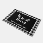 Zwart Check Vrolijke Kerst Boerderij Door Deurmat (Schuin)