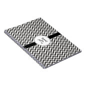 Zwart Chevron Stripes Monogram Notitieboek (Rechterzijde)