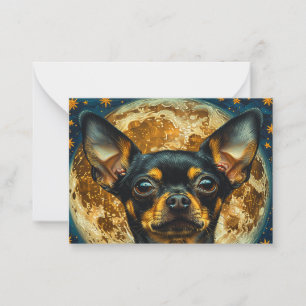 Zwart Chihuahua Puppy Hond Notecard Notitiekaartje